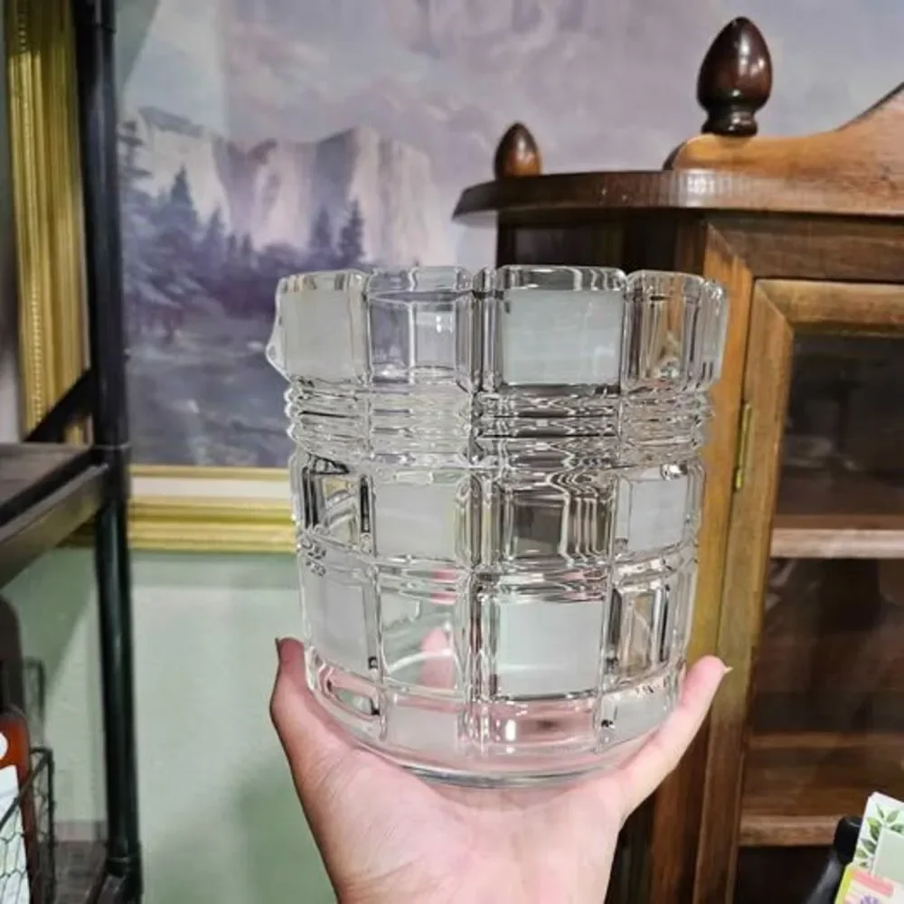 Mikasa Frosted Glass Square Pattern Ice Bucket